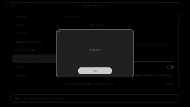sucess message