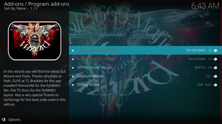 Open The 666 Mafia GUI Wizard.