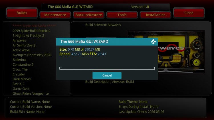 Wait for your build to download.