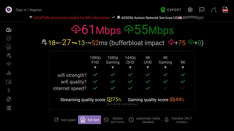 download and upload speeds