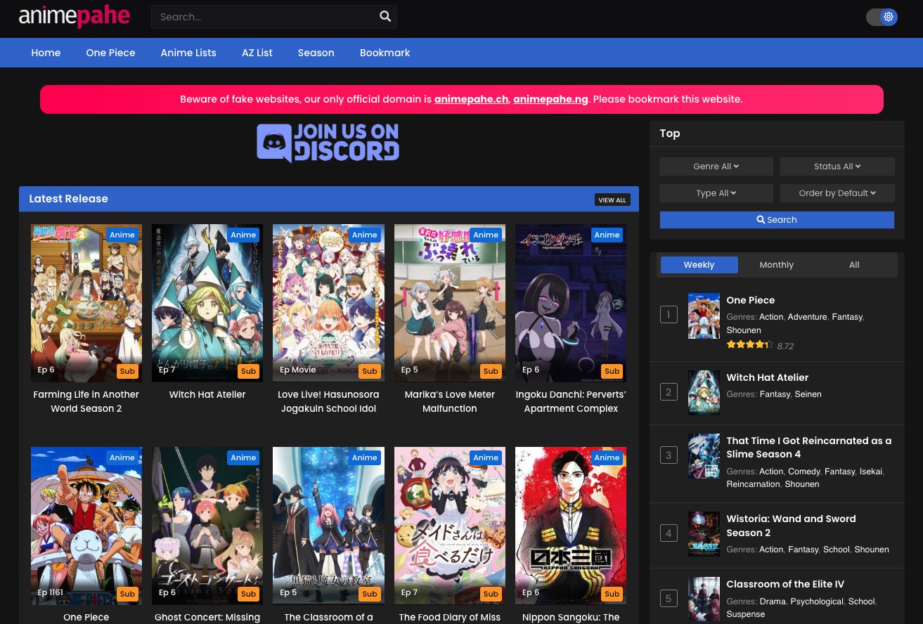 AnimePahe Website