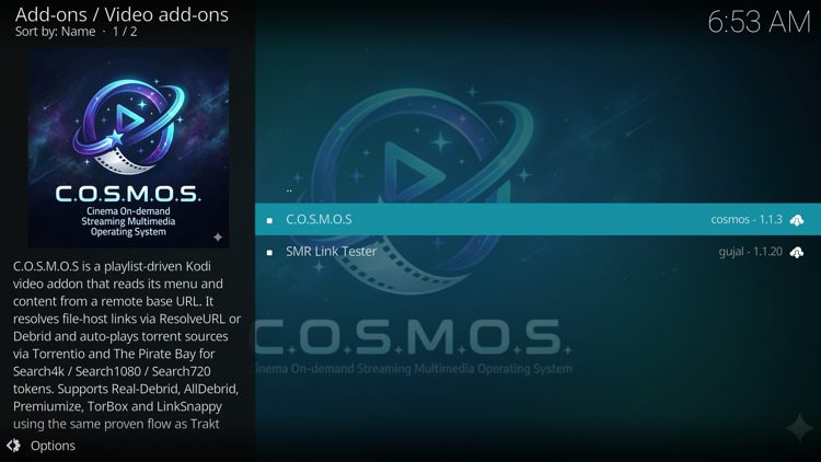 Locate COSMOSÂ and click it