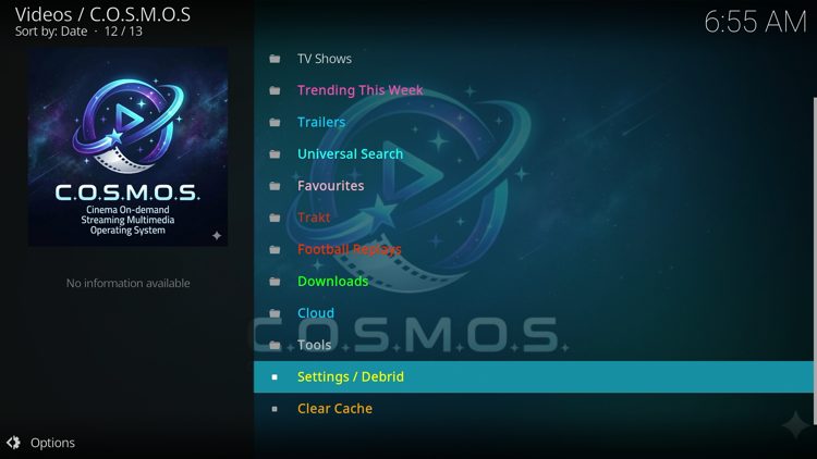 From the main menu, select Settings / Debrid.