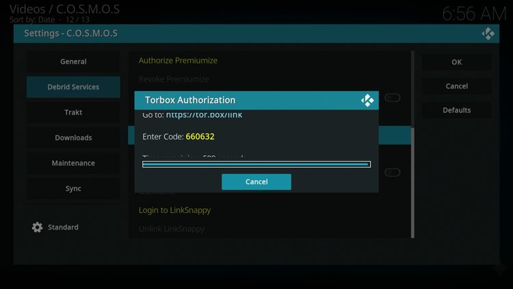 You are then provided with a TorBox authorization code.