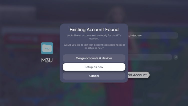 If you get an 'Existing Account Found' message you can either merge or click Setup as new.