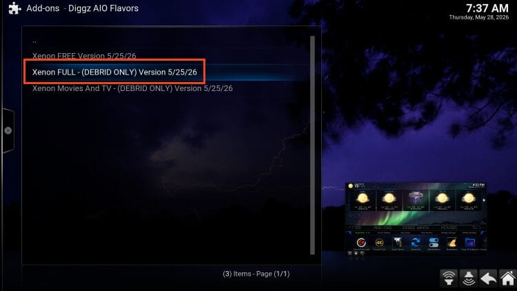 choose diggz xenon build flavor