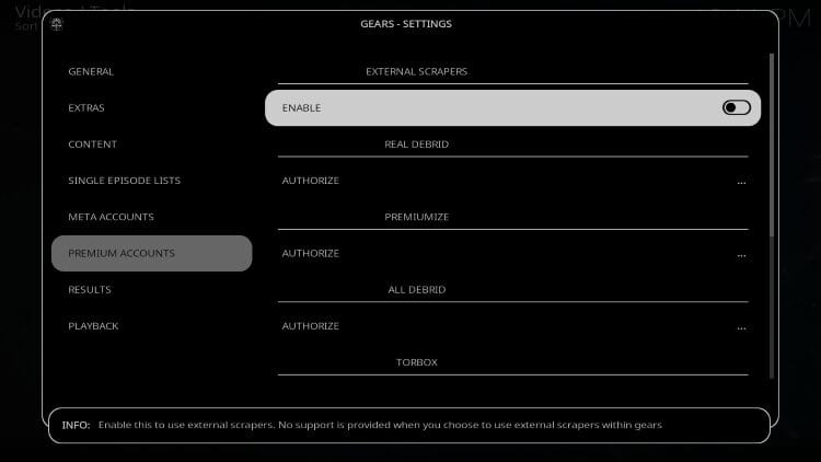 enable external scrapers