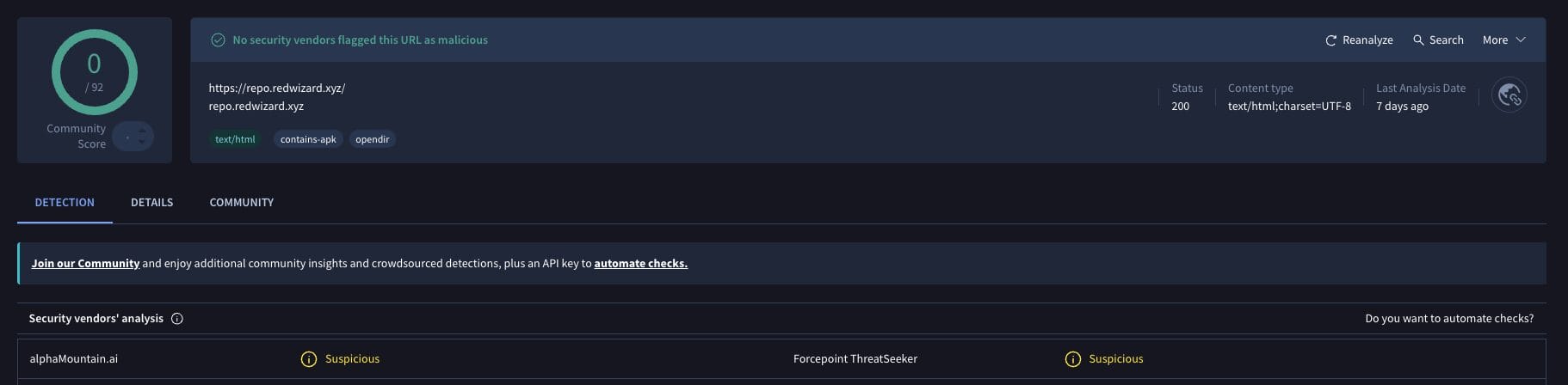 Gratis Red Addon VirusTotal Scan