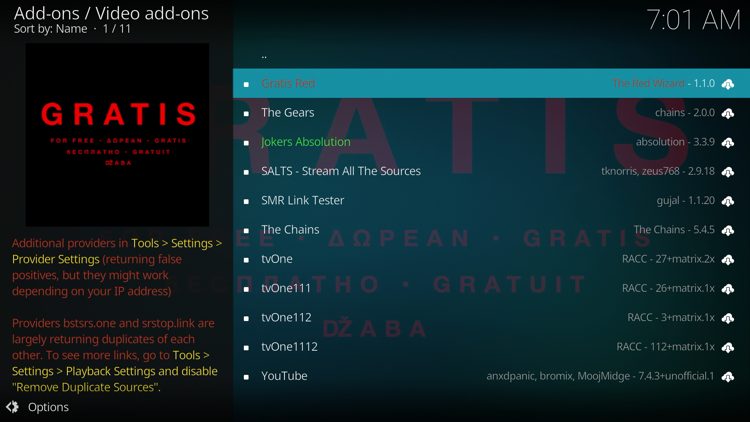 Locate Gratis Red and click it