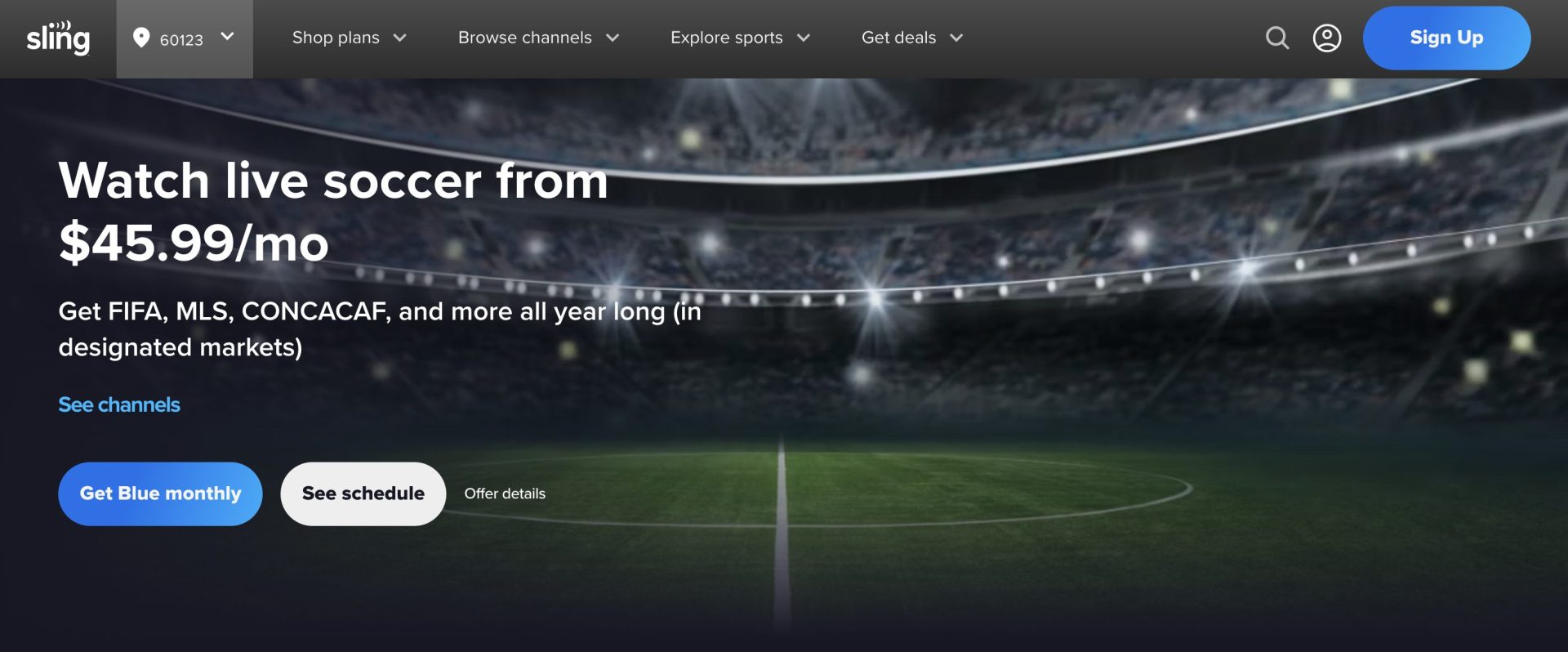 Sling TV Website World Cup