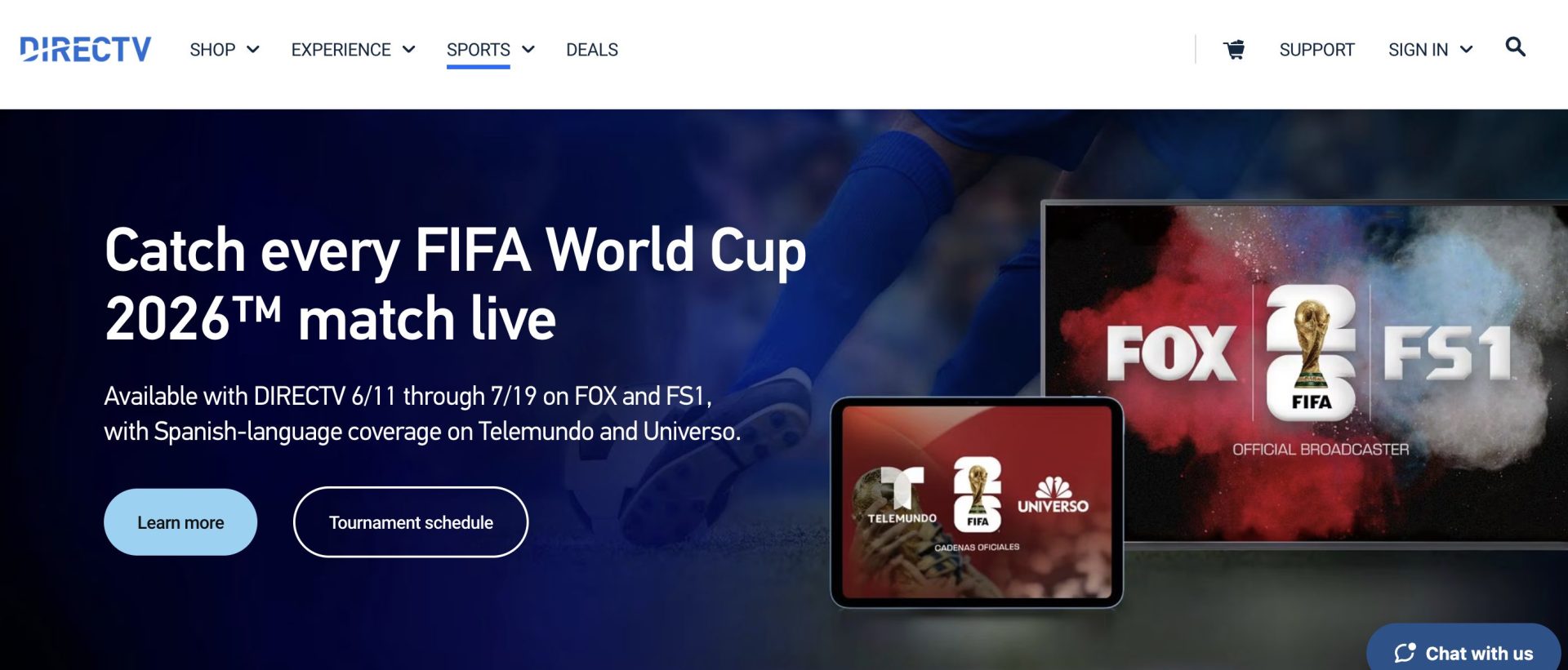 DirecTV Stream Website World Cup