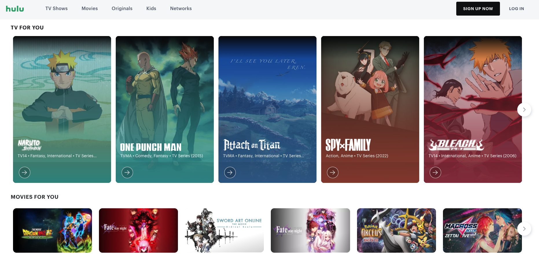 Hulu Website Anime