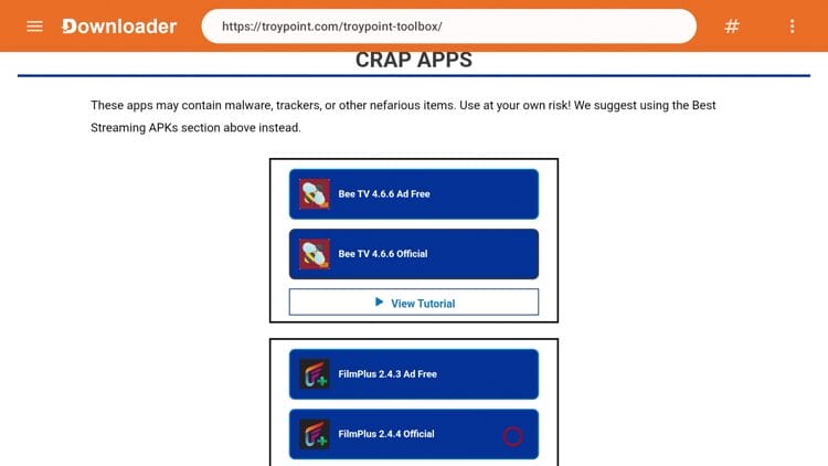 Once in the TP Toolbox, scroll down to locate FilmPlus and click the Official version.