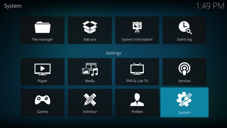 choose system fpr vidscr kodi addon