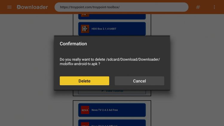 Select Delete again.