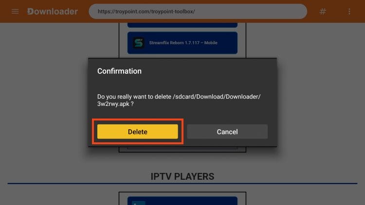 choose delete again