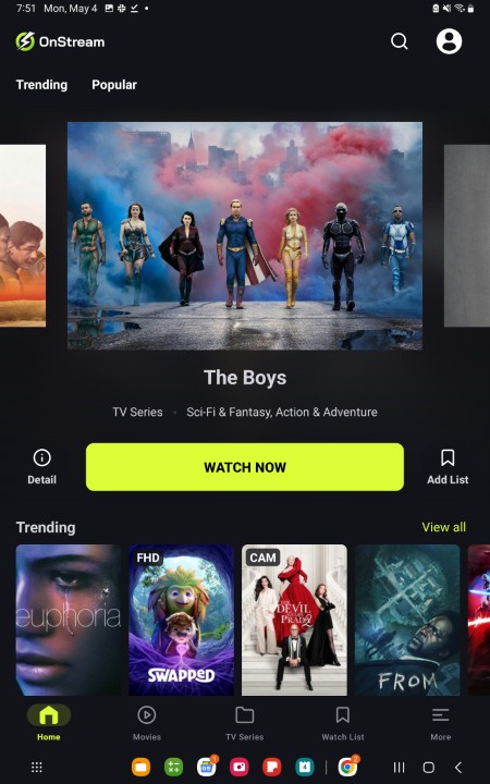 onstream on android mobile install is complete