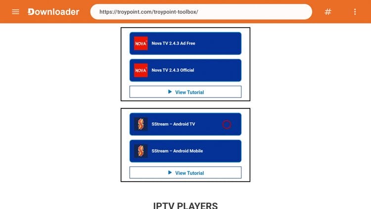 Once in the TP Toolbox, scroll down to locate SStream and click the Android TV version.