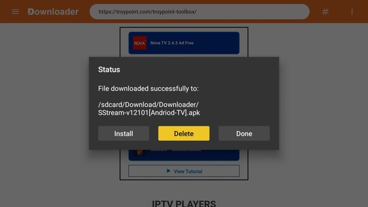 Choose Delete (delete installation file).