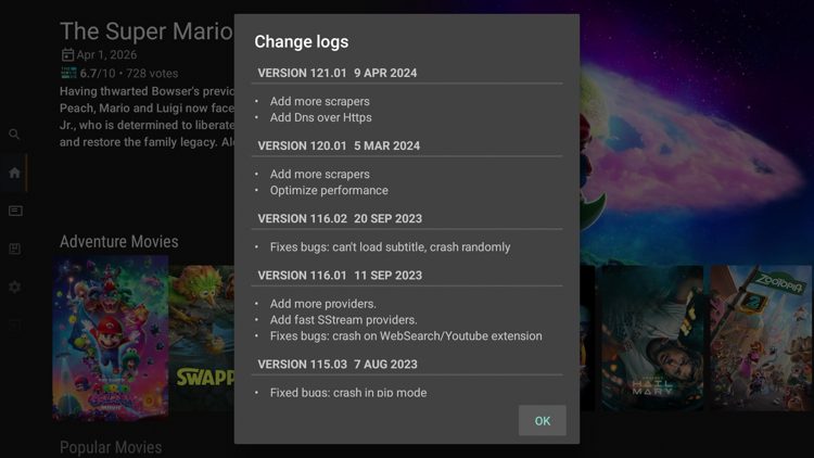 You can view the Change logs and click OK.