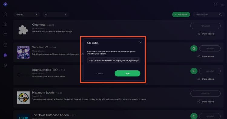 paste url and click ok