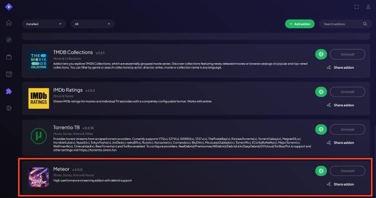 addon installed