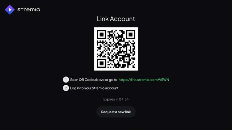 You must now link your Stremio account with the application.