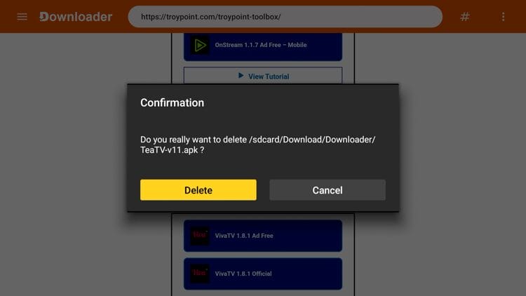 Select Delete again.