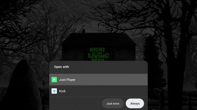 Click Just Player and then select Always.