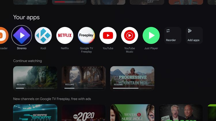 Next launch a streaming app like Stremio so we can test Just (Video) Player.