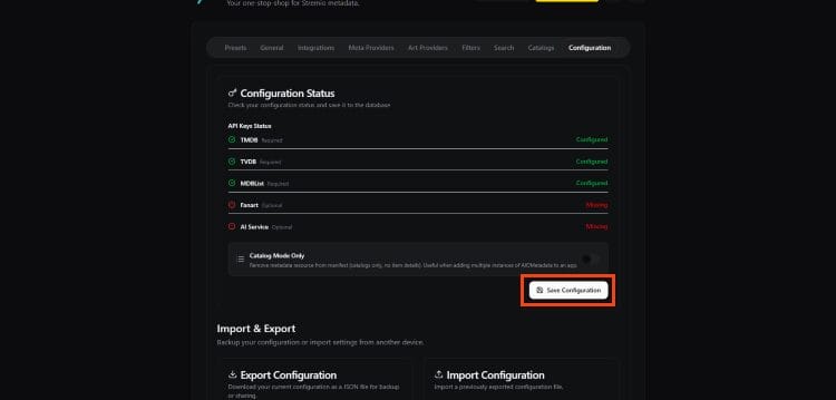 click load configuration