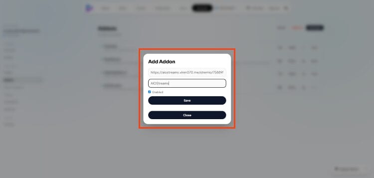 input URL and click save