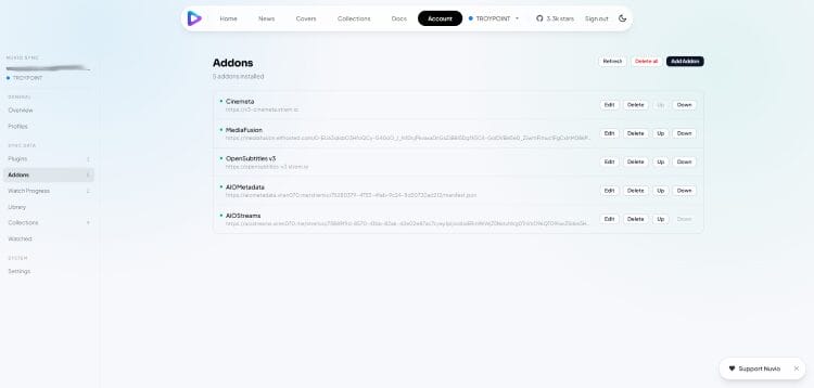 you will see addons installed