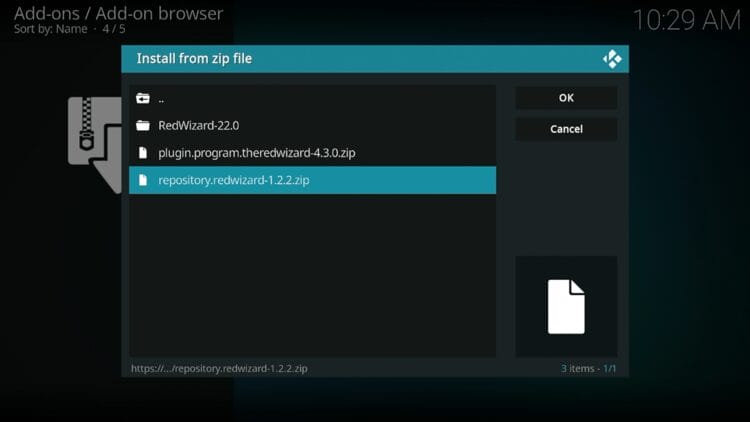 Click the zip file URL - repository.redwizard.zip
