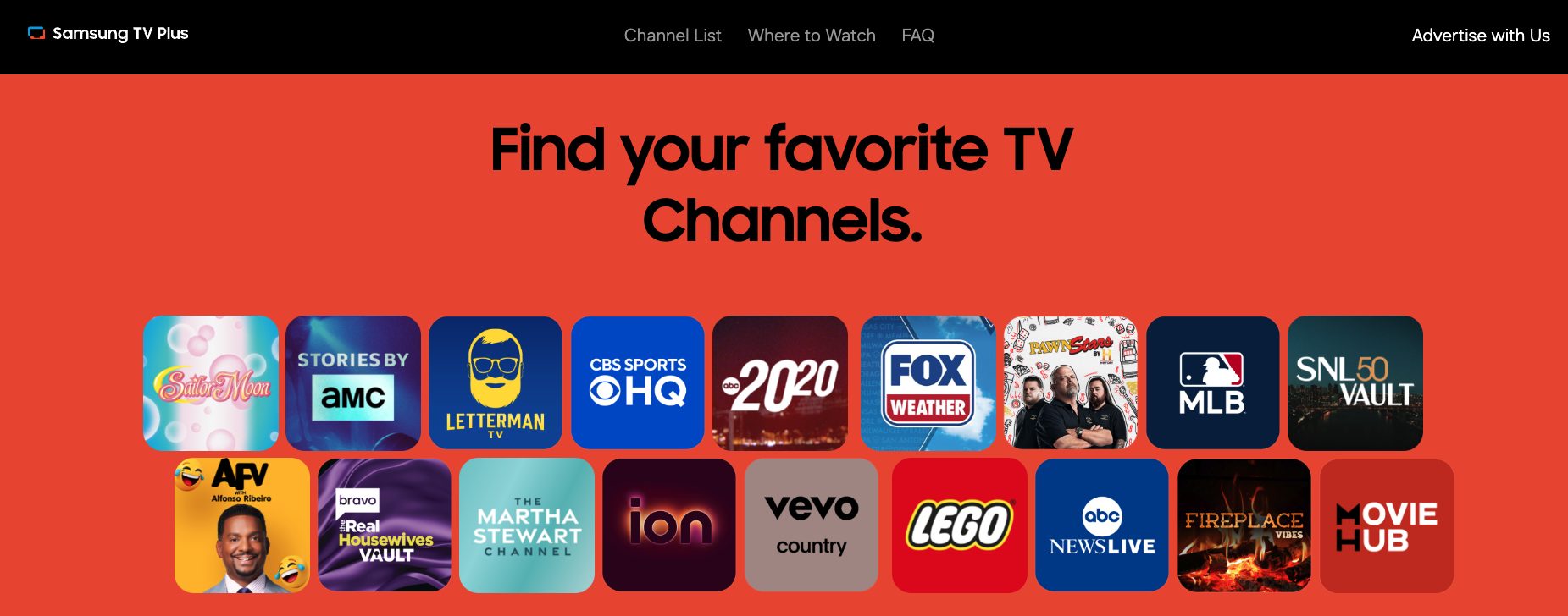 Samsung TV Plus Website
