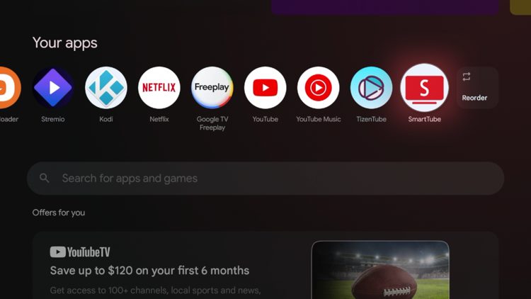 Launch the newly installed SmartTube app from your device home screen.