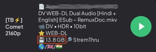 streaming links size