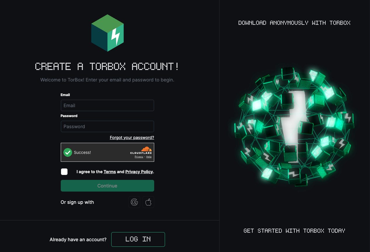 You must first visit the TorBox website and register for an account.