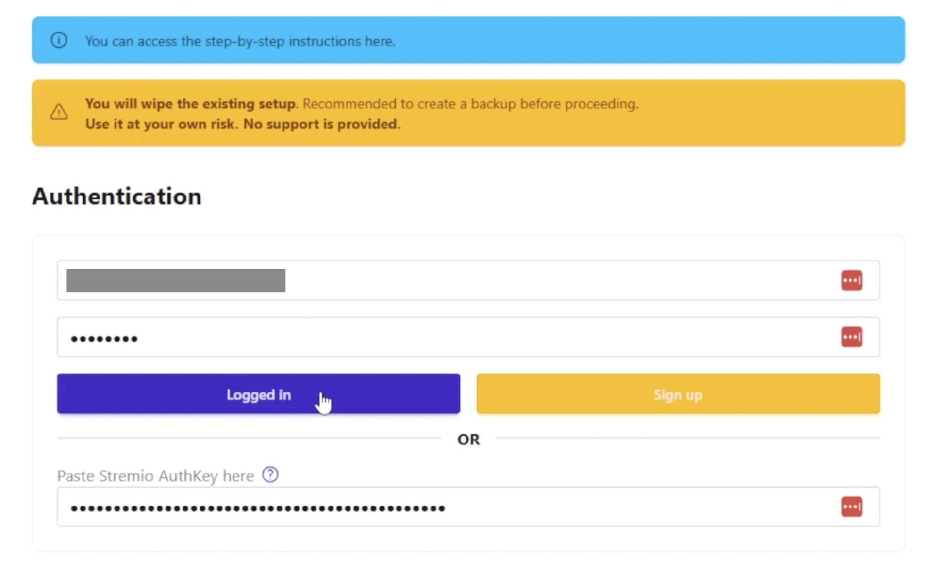 After you're logged in it will automatically paste your Stremio AuthKey