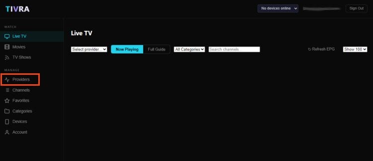 tivra dashboard choose providers