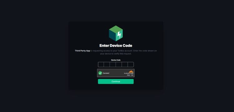 input authorization code