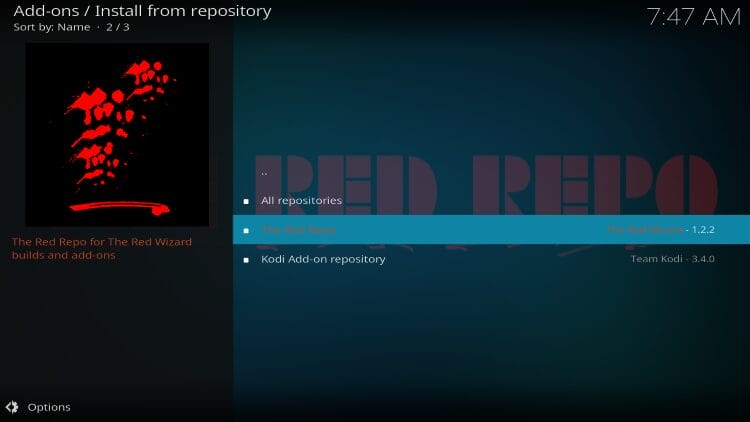 choose the red repo for vidscr kodi addon