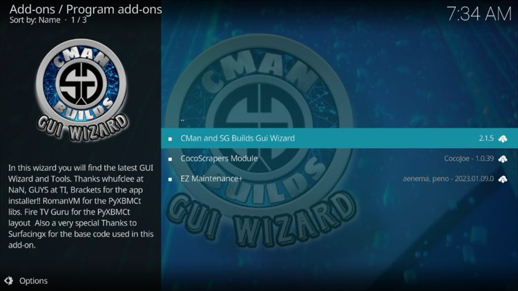 Click cMaN and SG Builds GUI Wizard.