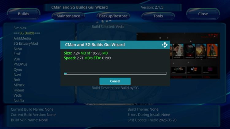 Wait for your build to download.