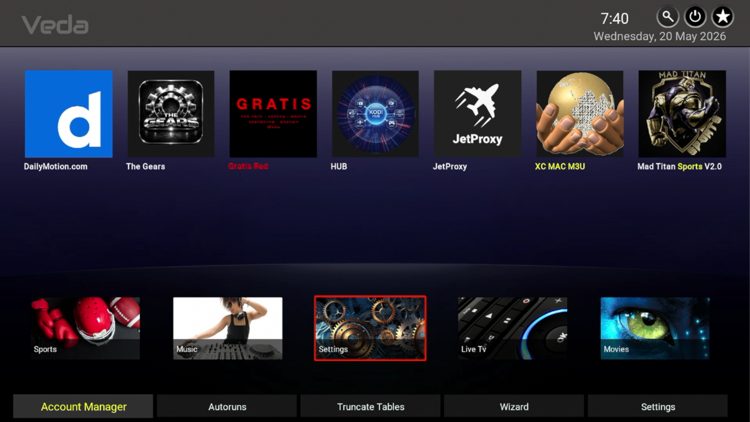 From the main menu, hover over Settings and click Account Manager.
