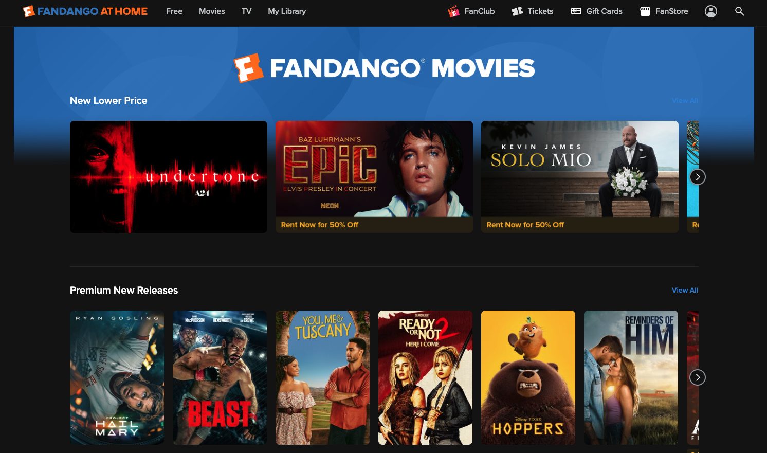 Fandango at Home (Formerly Vudu) Website