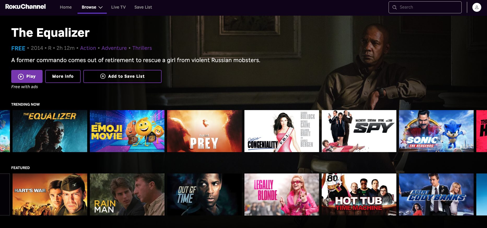 The Roku Channel Website