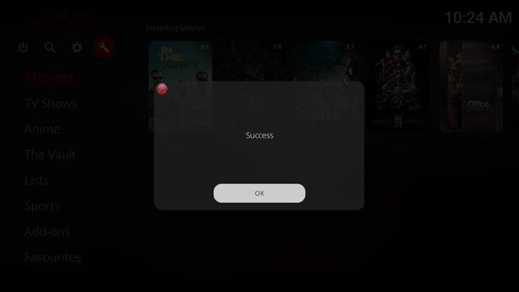 Return to the Adams build and you should notice a Success message meaning the authorization was successful.