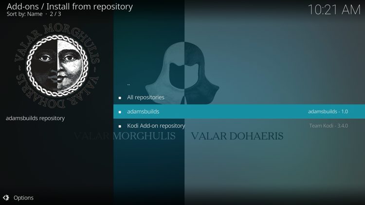 Select the adamsbuilds repository.