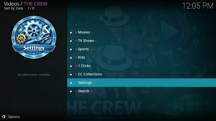 Launch the Crew and choose Settings.